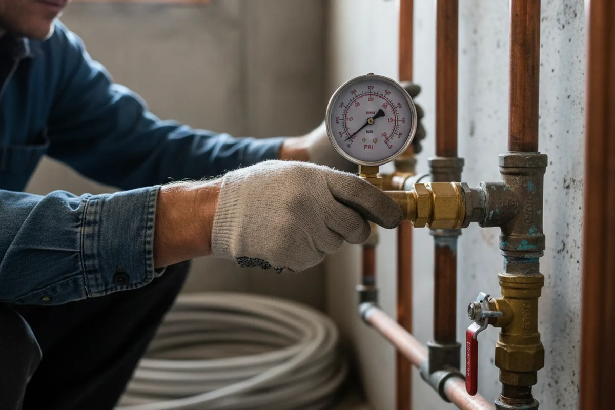 Pressure testing a repaired line during Water Line Repair in Montoursville